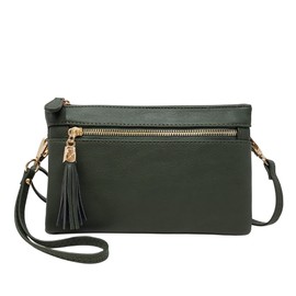 Women's Lightweight Multi Compartment Wristlet Clutch Wallet Crossbody Bag - (WU021-OLIVE)