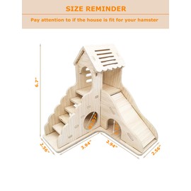 Sirvarni Hamster Hideout Cage Accessories - Hamster House and Habitat Wooden Hide Hut with Climbing Ladder and Slide for Dwarf Gerbils and Mouse Mice Rat Other Small Animals etc.