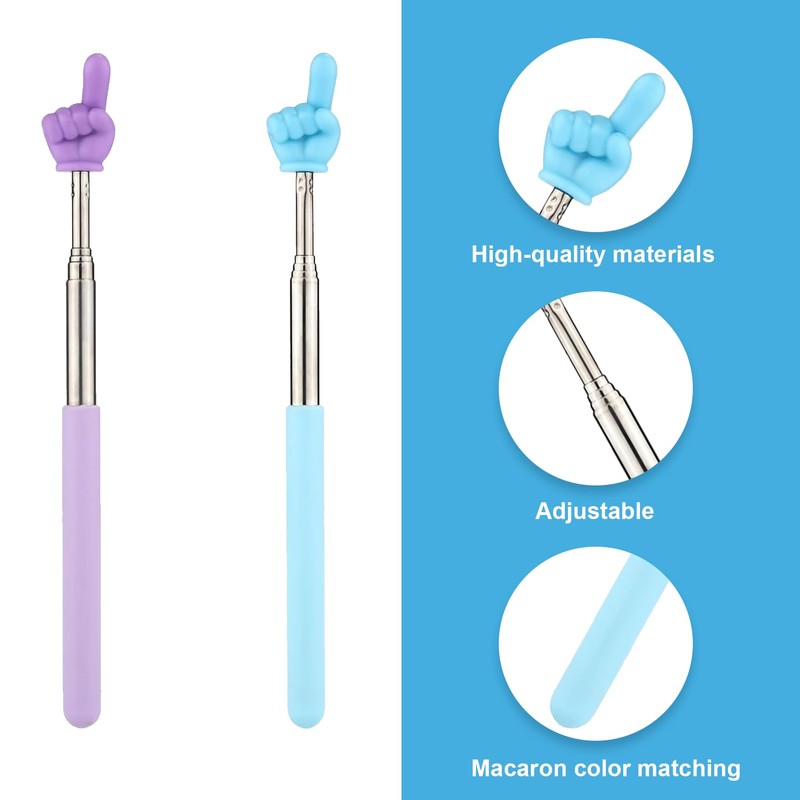 2 Pcs Pointer Stick,Telescopic Teachers HandPointer,Stainless Steel Children's Reading Finger