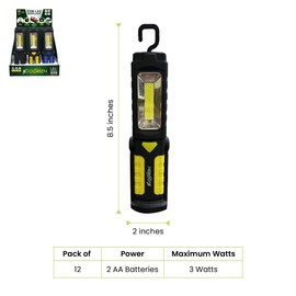 GoGreen Power (GG-113-WLDISP) COB LED Worklight- Magnetic Hanging Hook-Swivel Base, Multiple Colors, Pack of 12