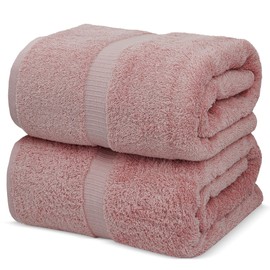 Towel Bazaar Premium Cotton Super Soft and Absorbent Turkish Towels (2-Piece Bath Sheet Towel, Pink)