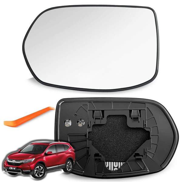 SNEMEEY Left Driver Side Mirror Replacement for Honda CRV Side Mirror, 2007 2008 2009 2010 2011 - Heated Chrome Rear View Mirror Glass with Backing Plate and Cushion, Truck Mirrors