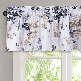 H.VERSAILTEX Valance for Kitchen Windows/Bathroom/Living Room/Bedroom Blackout Window Valance Thermal Insulated Rod Pocket Valance Curtains, 52" W x 18" L, 2 Panels, Bluestone and Taupe