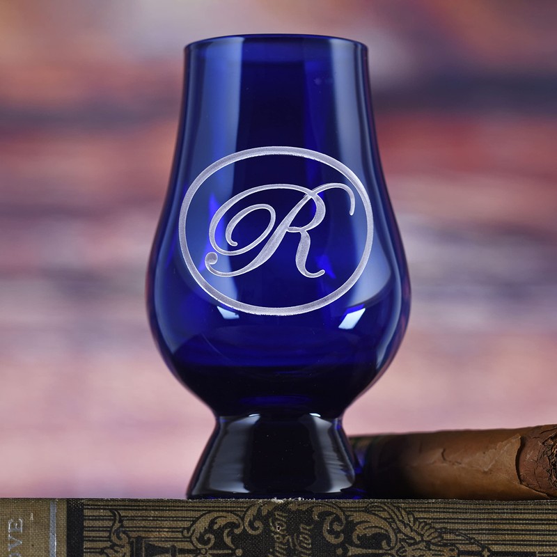 Blue Glencairn Whisky Glass With Monogram (Single 1)