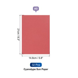 MECCANIXITY Cyanotype Paper, 32 Sheet High Sensitive Sun Print Paper Kit Red Crafts for Adults DIY Project Art, 8.3x5.8 Inch (A5)