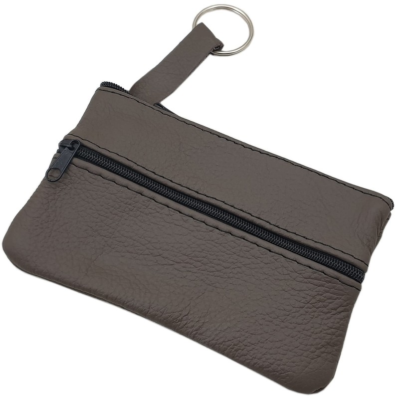myledershop Large Cowhide Leather Key Case with 3 Zip Compartments