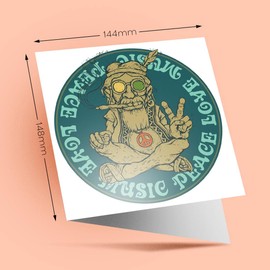 1 x Greeting Card Peace Love Music Hippy Smoker - Blank Birthday Celebration Anniversary #8059