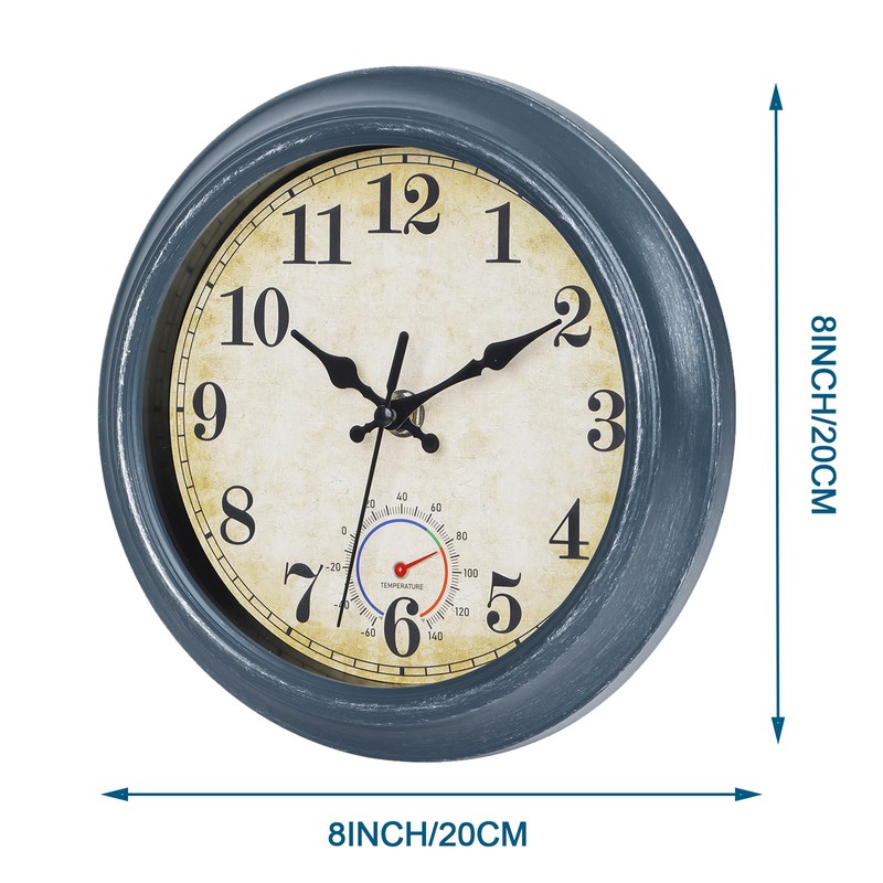 Horizent Outdoor Clocks Waterproof with Thermometer Combo Rustic Coastal Beach