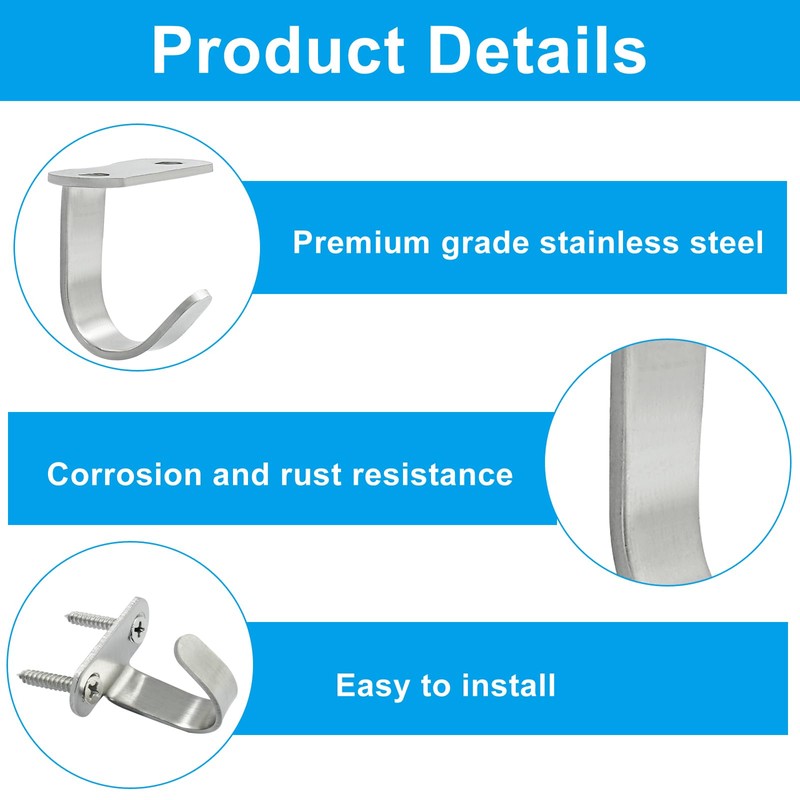 Piutouyar 6 Pack Silver Screw Mounted Ceiling Hooks, Heavy Duty