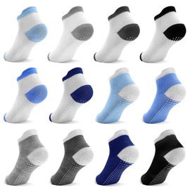 Tphon - Calcetines de tobillo antideslizantes para niños y niñas, 12 pares para niños de 0 a 7 años, 04 Pure Colour, 3-5 Años