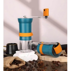 Portable Manual Coffee Grinder for travel - Conical Burr with 5 Adjustable Settings, Hand Crank Bean Mill for Espresso, Pour over, French, Moka - Camping, Hiking, Office & Home, 25g Capacity (Blue)