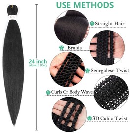 DT Cheryl Pre-Stretched Braiding Hair, 66 cm, Pack of 6, Easy To Crochet, Hot Water Setting, Professional, Soft, Yaki Texture, Extensions, Crochet Braids, 4#