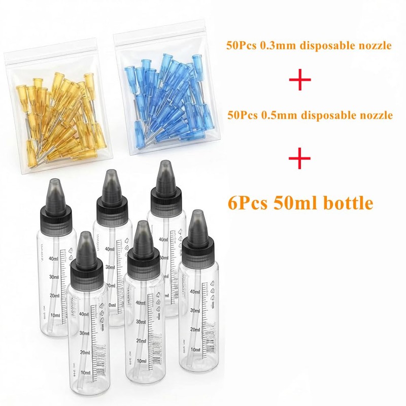 No-Clean Airbrush Accessories Kit - 6-Piece Paint Bottles & 100