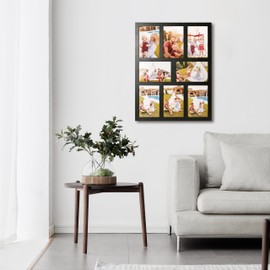 MONT PLEASANT 4x6 Collage Picture Frame Family Photos Display - 8 Openings Collage Picture Frame for Wall for Tabletop Stand Black Picture Frames Set for Home Decor Family Gifts