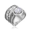 925 Sterling Silver Ring with White Cubic Zirconia Oval Shape