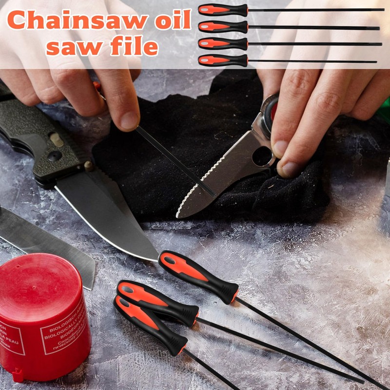 Tenbrachian 4 Pcs Chainsaw Files, Chainsaw Sharpener File, Professional Round