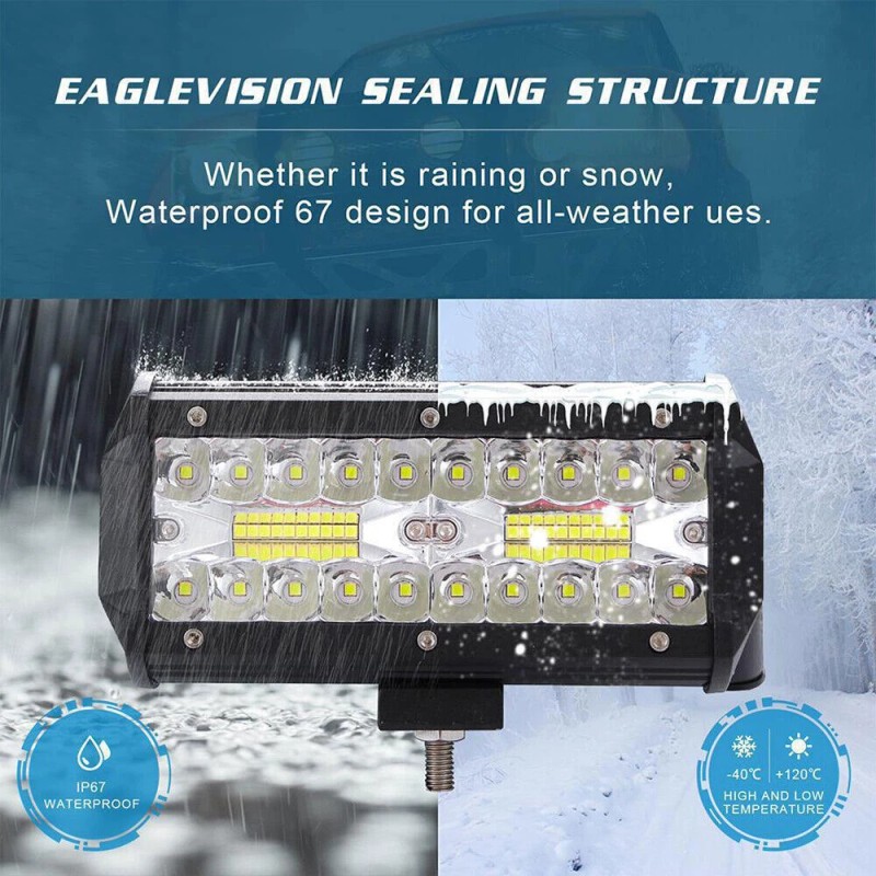7"inch LED 2400W Work Light Bar Flood Spot Combo Fog