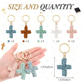 Landical 20 Pcs Christian Cross Keychain Religious Gifts Bulk for Men Women Christmas Baptism Confirmation Gifts (Hand-woven Style)