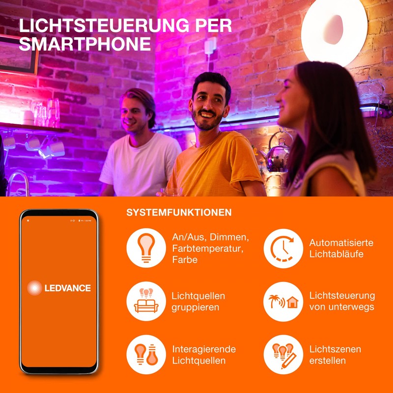 LEDVANCE Smart Led Reflector Lamp With Bluetooth, Gu10, Warm White