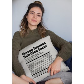 Make Your Mark Design Korean Drama Nutrition Facts White Pillow Cover for Kdrama Addict & Fan 18x18 in White Linen Throw Pillow Cover