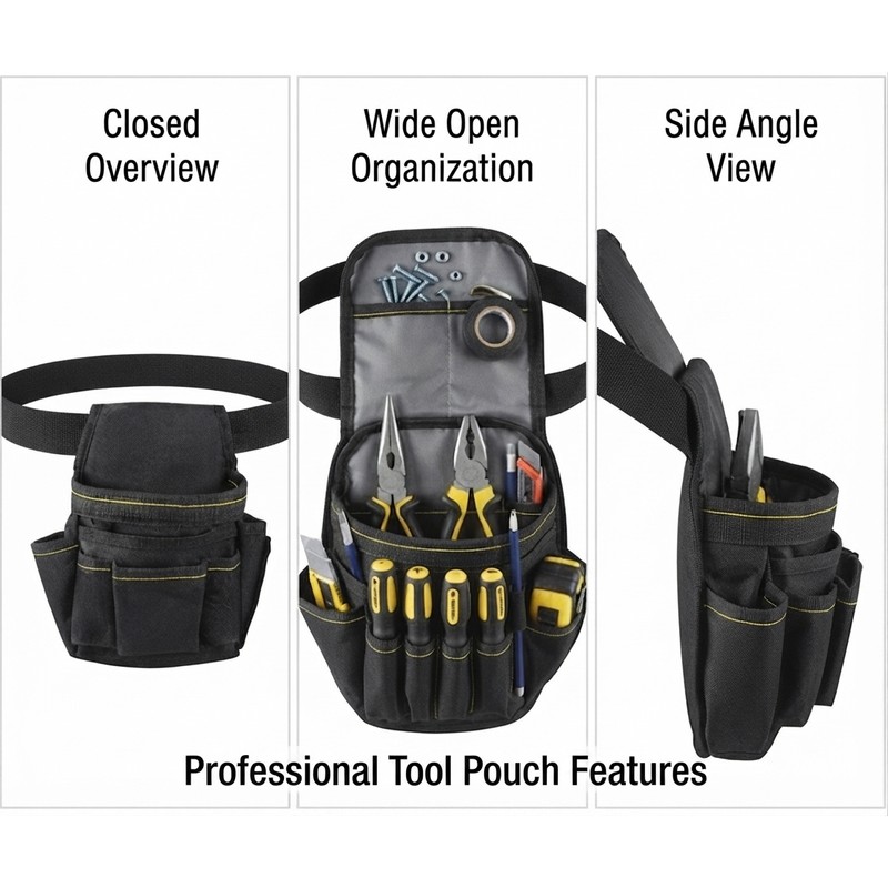 Electrician Tool Waist Bag – Heavy Duty Tool Pouch with