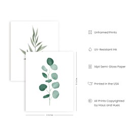 HAUS AND HUES Plant Wall Art - Green Wall Art Collection, Botanical Prints, Leaves Paintings for Minimalist Decor (8x10, UNFRAMED)