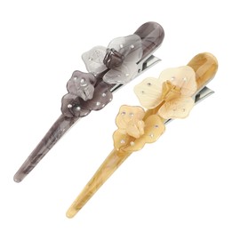 VOCOSTE Pack of 2 long metal duckbill hair clips, 5.31 x 1.57 inches, grey, light brown