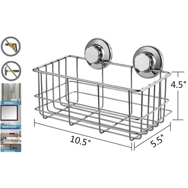 SANNO Suction Cup Shower Caddy Basket for Shampoo Combo Organizer