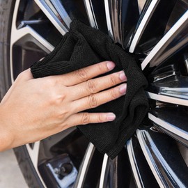 awiwa Microfasertuch Autopflege Innen & Außen: 3X Auto Poliertuch lackschonend (3er Set - Schwarz) (3er Set - Schwarz)