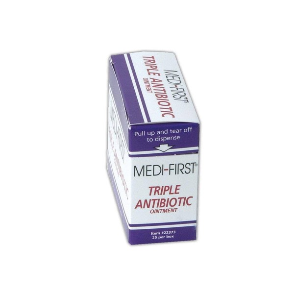 Medique MP22373 Medi-First Triple Antibiotic Ointment, 0.5 g, Standard, White/Blue (Pack of 25)