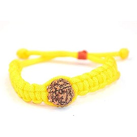 Imagine Mart 5 Mukhi Rudraksha Buddhist Prayer Tibetan Style Yoga Meditation Reiki Healing Bracelet For Men And Women Yellow Color