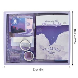 Aesthetic Scrapbook Accessory Set, Bullet Journal Kit with Journaling Scrapbook Accessories, Scrapbooking Paper with A6 Grid Notebook Decoration Paper Sticker Tape, DIY Gift for Girls Women