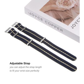 sourcing map One-piece Watch Band 22mm Width Slip-Thru Nylon Watch Strap for Men and Women, Soft and Comfortable Single-Layer Canvas Watchband, Blue Khaki