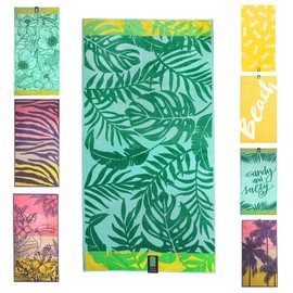 jilda-tex Beach Towel/Bath Towel, 90 x 180 cm, 100% Organic Cotton, Velour, Terry Cloth, Global Organic Textile Standard (GOTS), Tropicana, 90 x 180 cm