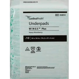 Cardinal Health Wings Plus Disposable Underpads, Heavy Absorbency, 30" x 36"