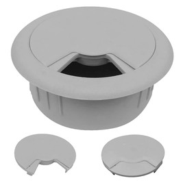 CordAway Round Plastic Desk Grommet Ideal for Home Office, Computer, Gaming, Home Theaters & Entertainment Centers Adjustable, 2-3/8" Diameter, 1-1/8" deep, Gray, 1 Piece