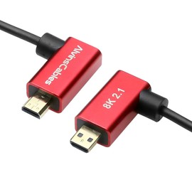 Alvin's Cables 8K 2.1 Micro HDMI Right Angle to HDMI Ultra-Thin Coiled Cable for Atomos Ninja V, 8K@60Hz 4K@120Hz High-Speed HDMI Cable for Sony A7RIII A7II A7M3, for Canon R5 M6