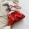 ANKOMINA Women Cloud-Shaped Dumpling Bag Fashion Ruched Crossbody Bag Cell