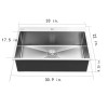 33"x 22" x 9" Single Basin Top Mount Kitchen Sink