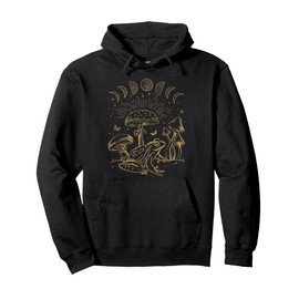 Frog Under Mushroom Dark Academia Cottagecore Aesthetic Goth Pullover Hoodie
