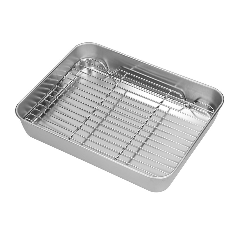Roasting Pan and Rack Set Stainless Steel Easy Clean Rectangular