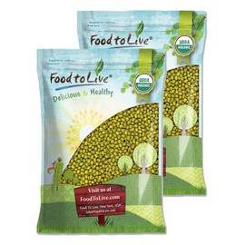 Food to Live Organic Mung Beans, 20 Pounds – Non-GMO, Whole Dried Beans, Green Gram, Sproutable, Kosher, Sirtfood. Good Source of Fiber and Protein.