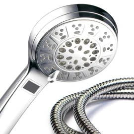 Hotel Spa 3 Colors LED Hand Shower with Temperature Display, Chrome, 4.25"