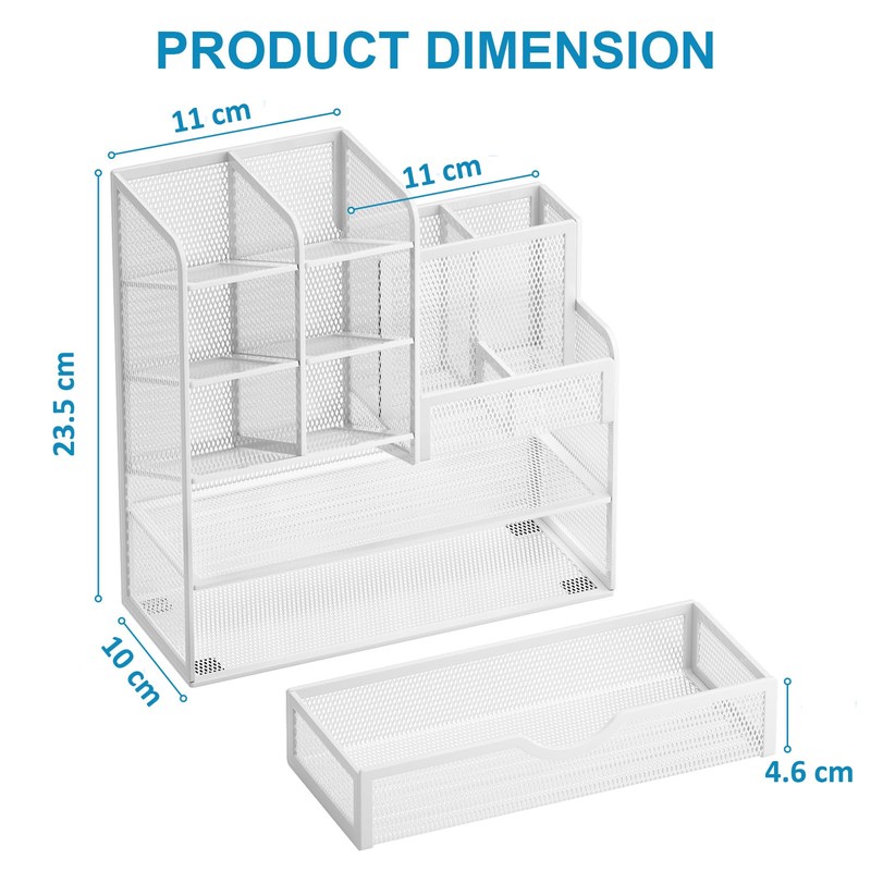 Marbrasse Mesh Desk Organiser,Stationary Organiser,Multifunctional Pen Holder,Desktop Storage and Drawer
