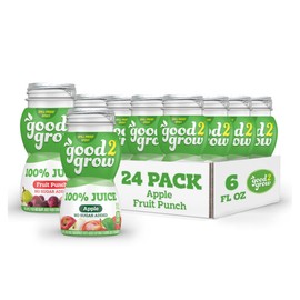 good2grow 100% Apple Juice & Fruit Punch Flavored Juice for Kids- Juice Bottles Bulk 24 Pack, Reusable Bottle, No Sugar Added, Source of Vitamin C- 6 fl oz, Pack of 24 (Spill Proof Tops Not Included)