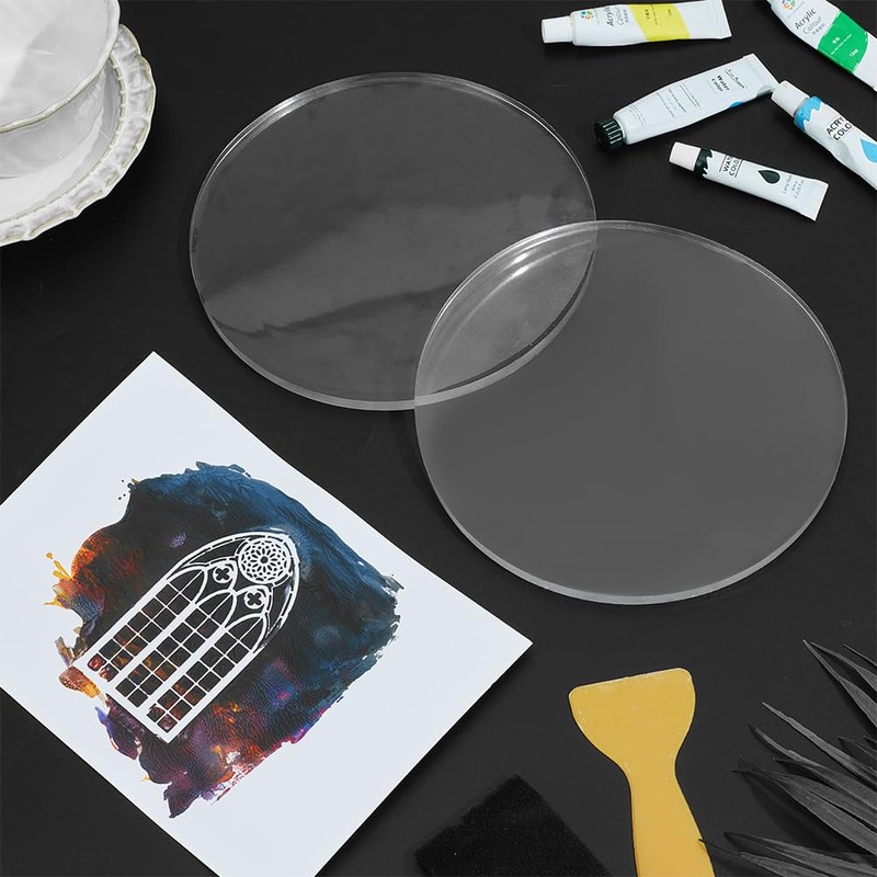 NBEADS 2Pcs Monoprinting Print Plates, 18cm Round Gel Printing Plates