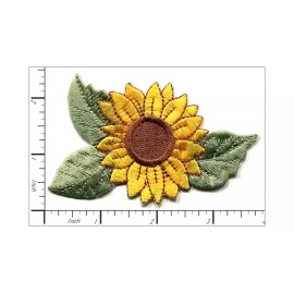 Patchwork Paradise Yellow Sunflower Floral Embroidered Applique Iron On Patch for Clothing