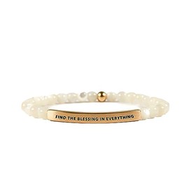 THE INSPIRATION CO. Hope Collection Unisex Stretchable Bracelets Medium Size, Represents Protection & Stress Relief (FIND THE BLESSING IN EVERYTHING) -Mother of Pearl
