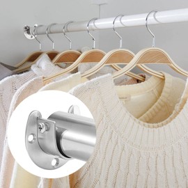 SVUPUE 25 mm rod holder, 4 pieces with screws, stainless steel clothes rail holder, used for wardrobes, cupboards