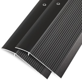 Jiekayi Aluminum Floor Transition Strip, Threshold Ramps for Doorways, Bridge The Height Less Than 1.6″, for Tile Hardwood Laminate Vinyl Concrete, Size 36 x 3.9 x 0.35in (Black，2 Pack)